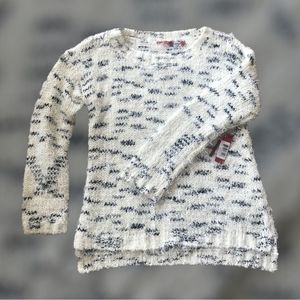 RED Tunic Sweater White & Black Long Sleeves Size Med